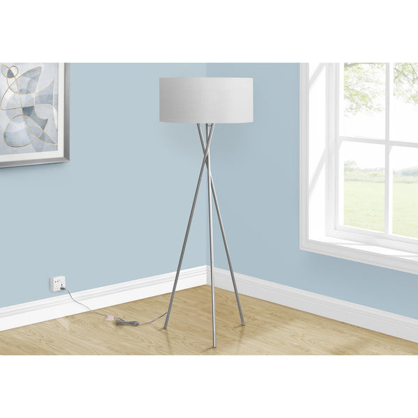  Monarch I 9757 62"H Tripod Floor Lamp - Nickel Metal/Grey IMAGE 1
