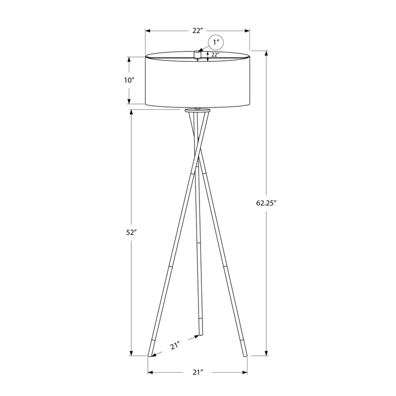  Monarch I 9757 62"H Tripod Floor Lamp - Nickel Metal/Grey IMAGE 4