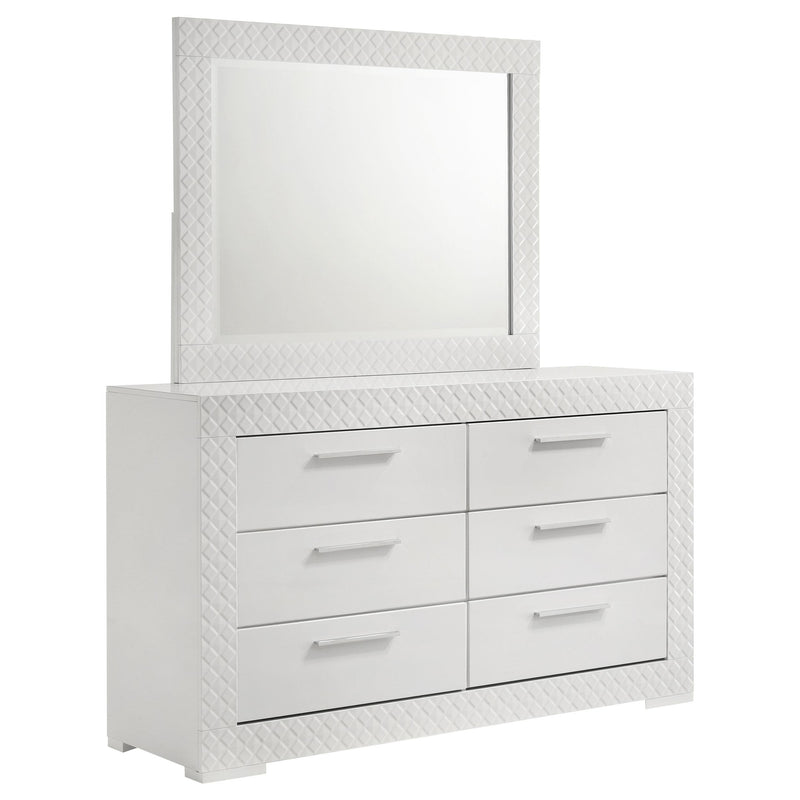  Coaster Furniture Ives 224943M 6-Drawer Dresser and Mirror - White High Gloss IMAGE 1