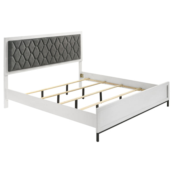 Coaster Furniture Sonora 224861KW California King Upholstered Panel Bed - White IMAGE 1