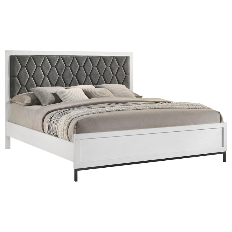 Coaster Furniture Sonora 224861KW California King Upholstered Panel Bed - White IMAGE 2
