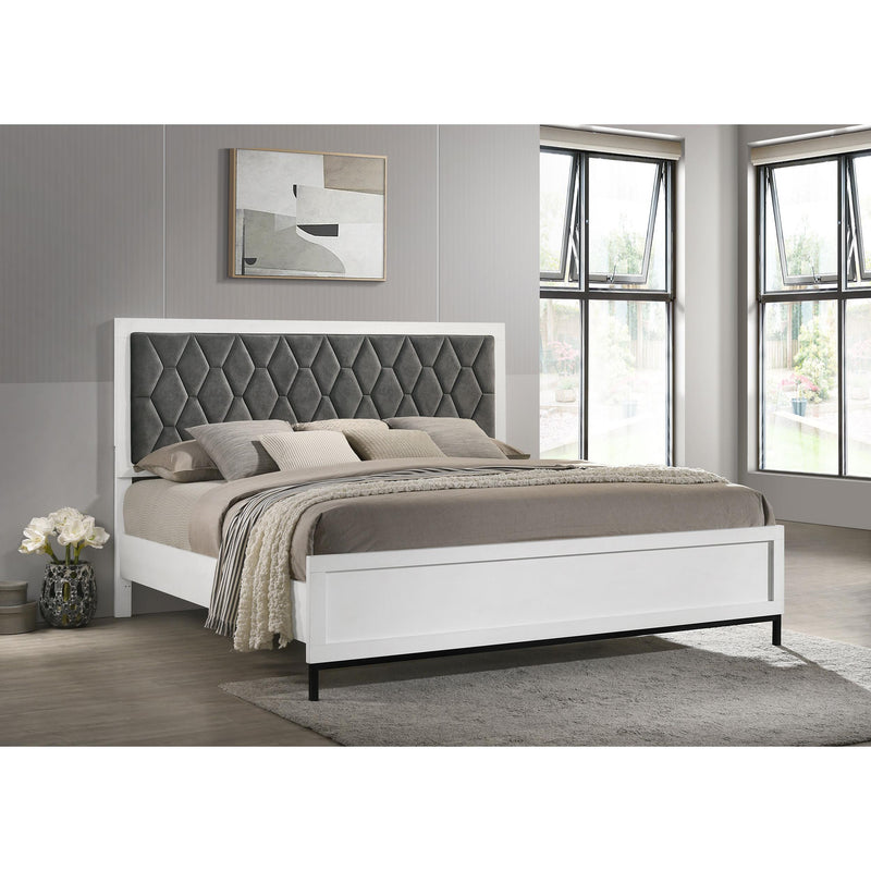  Coaster Furniture Sonora 224861KW California King Upholstered Panel Bed - White IMAGE 4