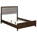 Coaster Furniture Welsley 223441KE 50-inch Upholstered Eastern King Bed - Walnut IMAGE 1