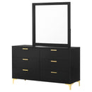 Coaster Furniture Kendall 224453M 6-Drawer Dresser with Mirror - Black IMAGE 3