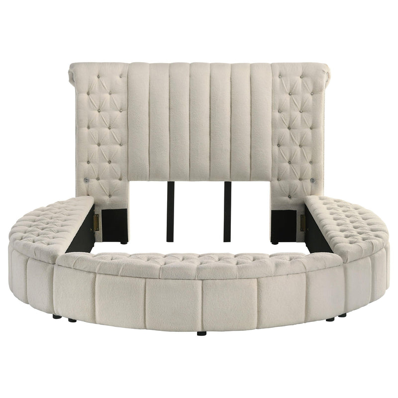 Coaster Furniture Sonya 360111Q Upholstered Queen Round Storage Bed - Ivory IMAGE 3