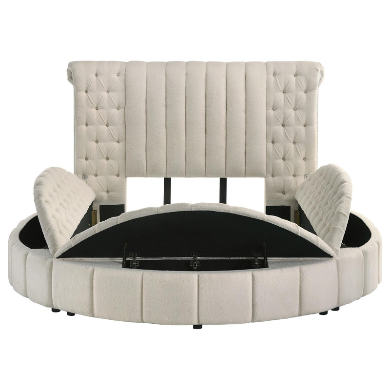 Coaster Furniture Sonya 360111Q Upholstered Queen Round Storage Bed - Ivory IMAGE 4