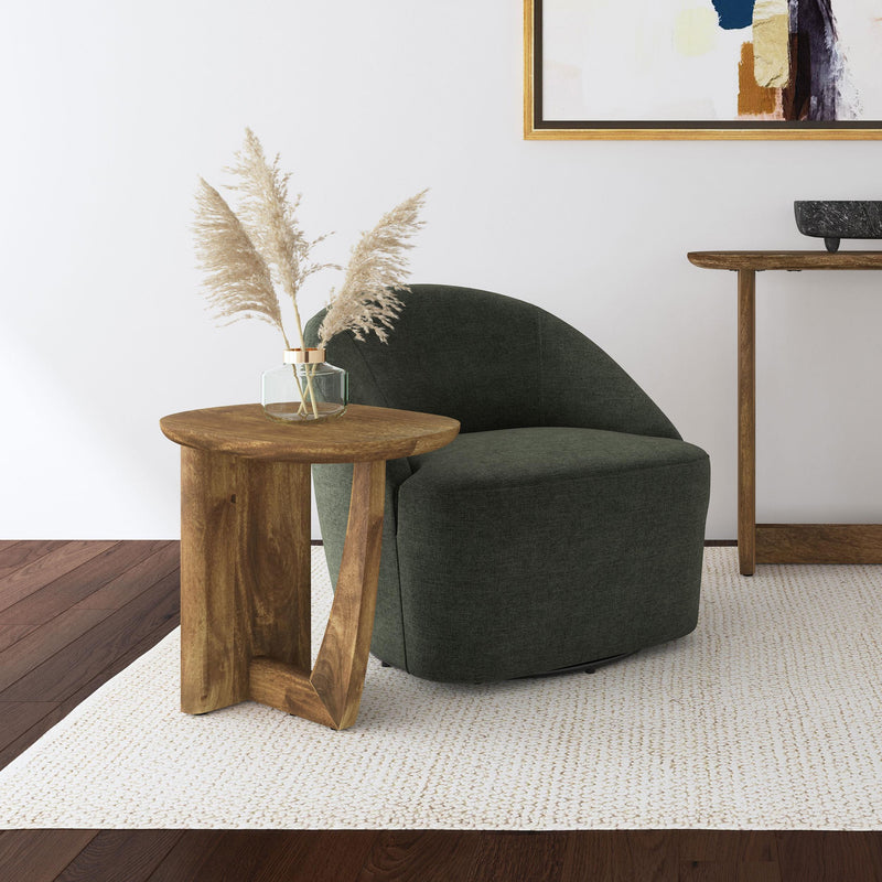  Coaster Furniture Fletcher 930029 Oval Solid Mango Wood Accent Side Table - Brown IMAGE 9