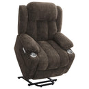  Coaster Furniture Houston 603233P Upholstered Power Lift Recliner Chair - Dark Brown IMAGE 3