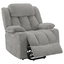  Coaster Furniture Houston 602284P Upholstered Power Lift Recliner - Grey IMAGE 2