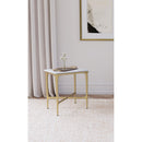 Coaster Furniture Baldwin 930091 Rectangular Marble Top Side Table - White and Gold IMAGE 5