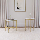  Coaster Furniture Baldwin 930091 Rectangular Marble Top Side Table - White and Gold IMAGE 6