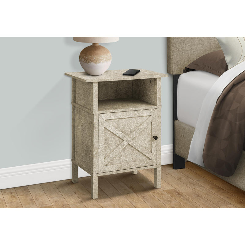  Monarch I 3813 Accent Table - 24"H / Cream Stone / Black Metal IMAGE 2
