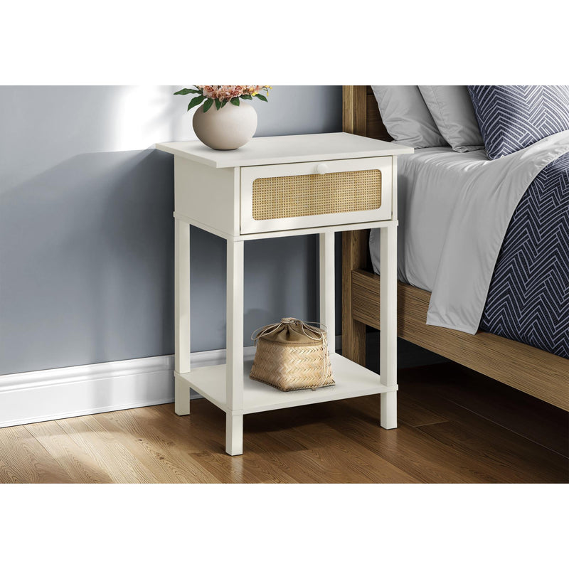  Monarch I 3843 Accent Table - 24"H / White / Natural Drawer IMAGE 2