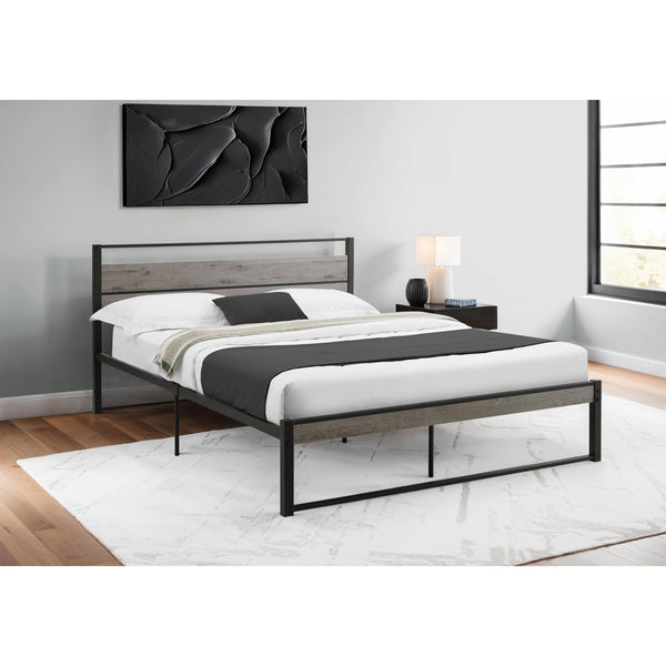  Monarch I 6071Q Bed - Queen Size / Grey / Black Metal Platform IMAGE 1