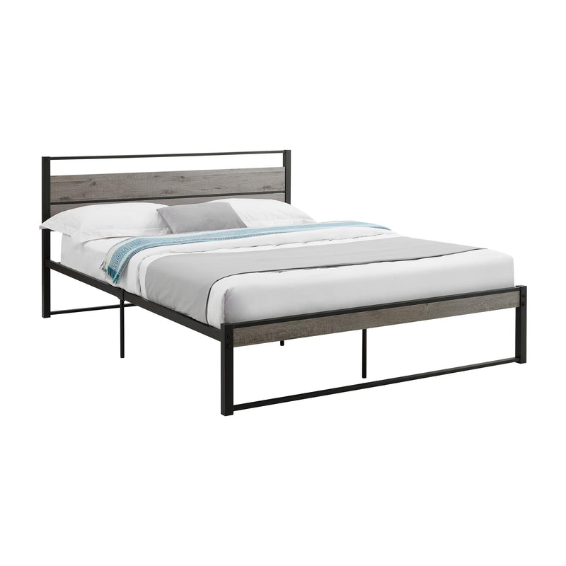  Monarch I 6071Q Bed - Queen Size / Grey / Black Metal Platform IMAGE 2