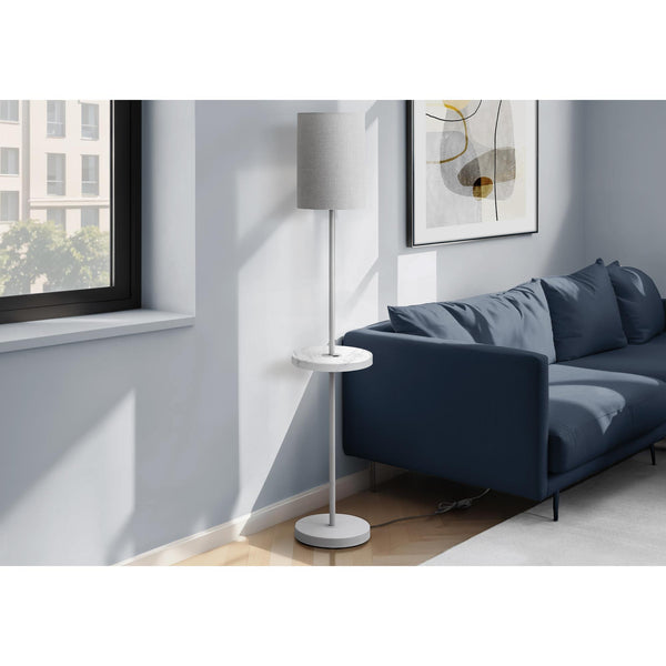  Monarch I 9692 62"H Floor Lamp Silver Metal / Grey Shade /Usb IMAGE 1