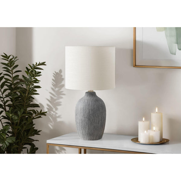  Monarch I 9785 18"H Table Lamp Grey Ceramic / Ivory Shade IMAGE 1