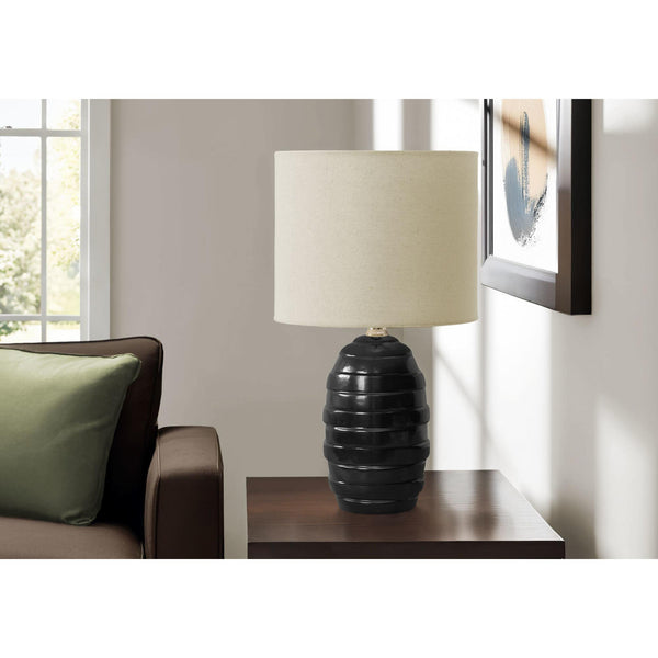  Monarch I 9790 17"H Table Lamp Black Ceramic / Beige Shade IMAGE 1