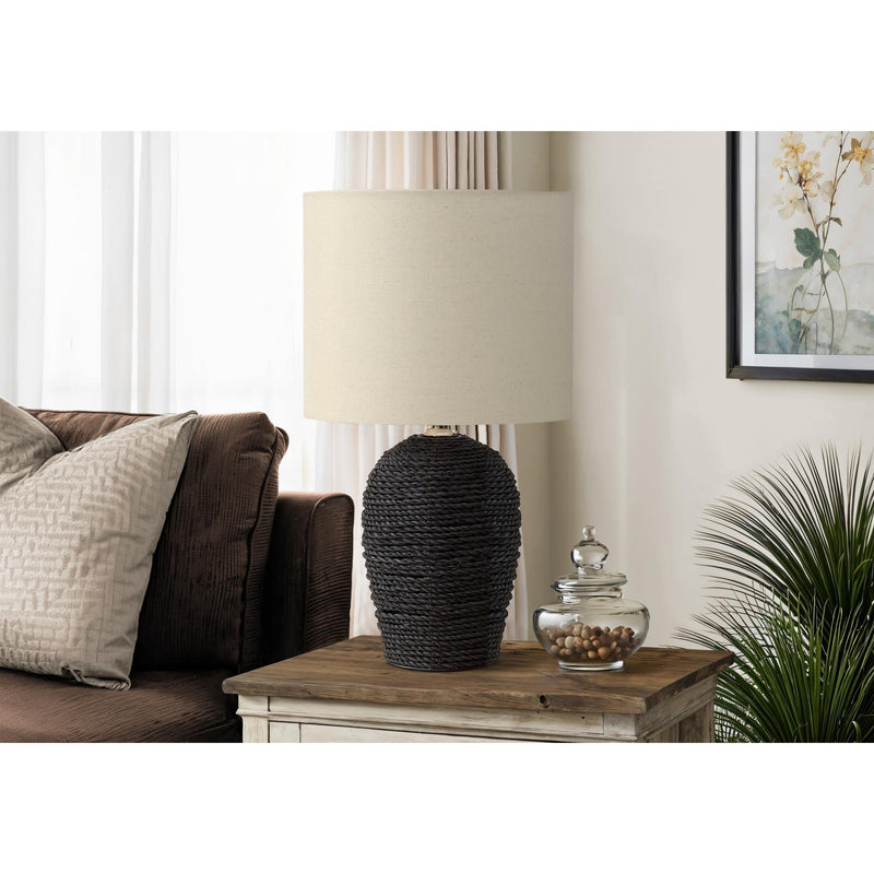  Monarch I 9853 17"H Table Lamp Black Rattan / Beige Shade IMAGE 1