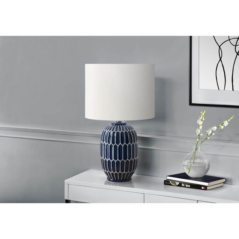  Monarch I 9876 22"H Table Lamp Blue Ceramic / Ivory Shade IMAGE 1