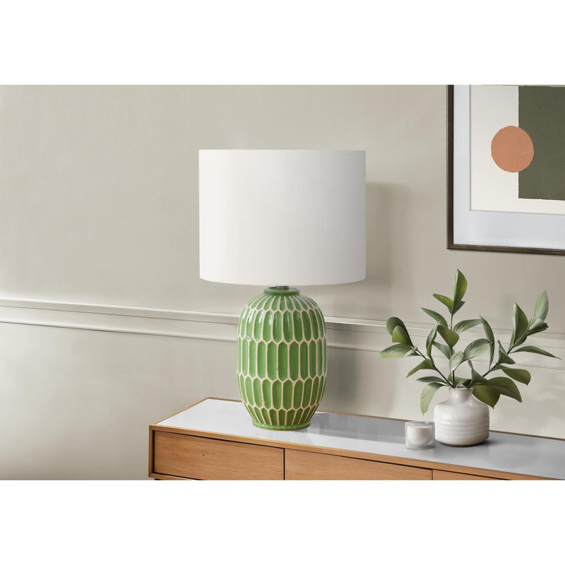  Monarch I 9877 22"H Table Lamp Green Ceramic / Ivory Shade IMAGE 1