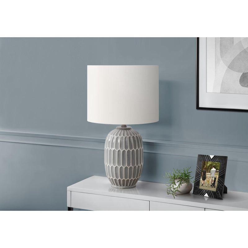 Monarch I 9878 22"H Table Lamp Grey Ceramic / Ivory Shade IMAGE 1