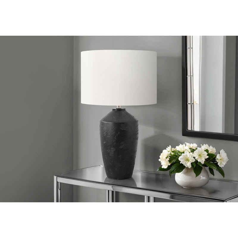  Monarch I 9893 25"H Table Lamp Black Concrete / Ivory Shade IMAGE 1