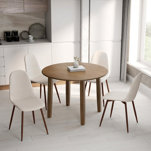 Worldwide Home Furnishings Conrad/Lyna 207-863WAL_250BG 5 pc Dining Set - Walnut with Beige Chair IMAGE 1
