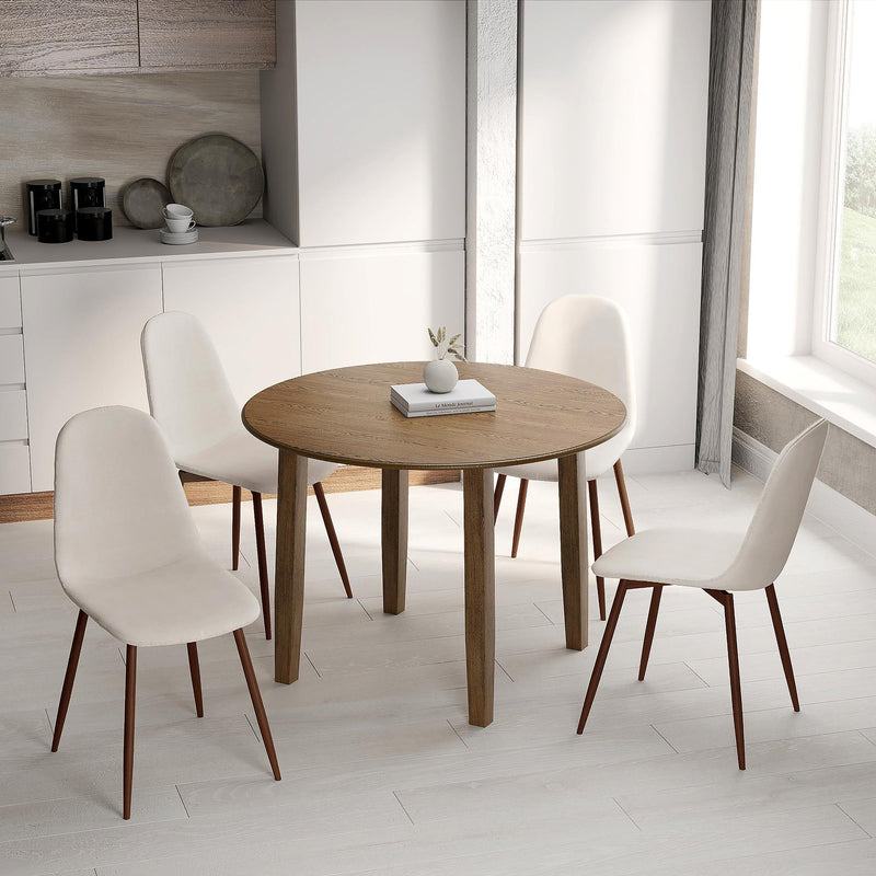 Worldwide Home Furnishings Conrad/Lyna 207-863WAL_250BG 5 pc Dining Set - Walnut with Beige Chair IMAGE 1