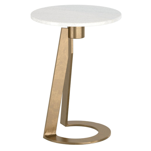 !nspire Devas 501-112WT Accent Table - White Marble and Brass IMAGE 1