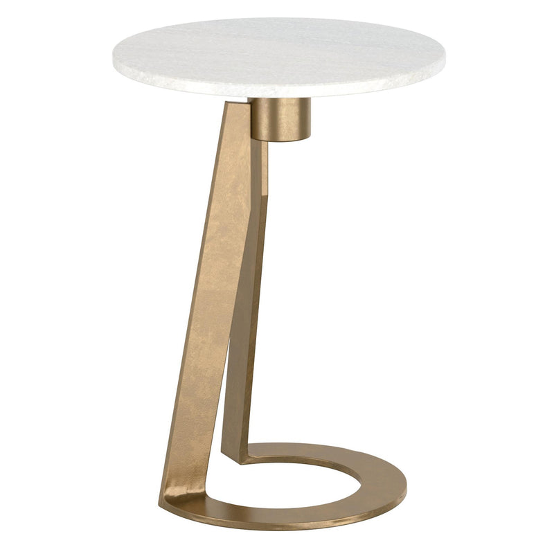 !nspire Devas 501-112WT Accent Table - White Marble and Brass IMAGE 1