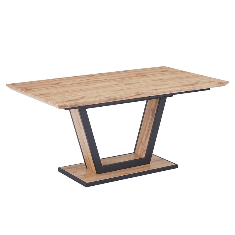 Worldwide Home Furnishings Forna/Cortez 207-161NAT_081BLK_BK 7 pc Dining Set - Natural Table with Black Chair IMAGE 2
