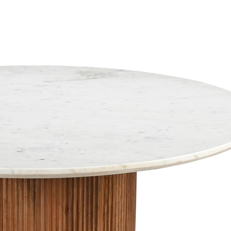 !nspire Jilsa 201-551WAL Round Dining Table - Walnut & White IMAGE 4