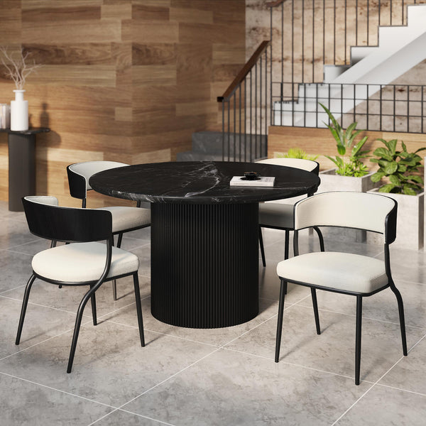 !nspire Jilsa/Kazan 207-551BLK_904IV 5 pc Dining Set - Black Table with Ivory & Black Chair IMAGE 1