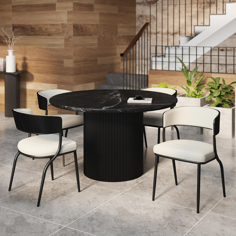 !nspire Jilsa/Kazan 207-551BLK_904IV 5 pc Dining Set - Black Table with Ivory & Black Chair IMAGE 1