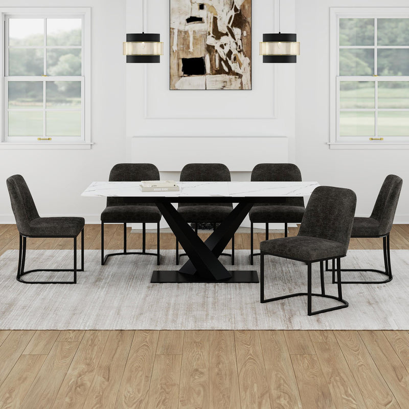 !nspire Julius/Dario 207-111WT_271CH 7 pc Dining Set - White Table with Charcoal Chair IMAGE 1
