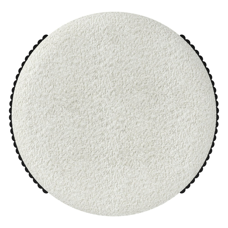 !nspire Kiraz 402-839IV_BK Round Ottoman - Ivory & Black IMAGE 6