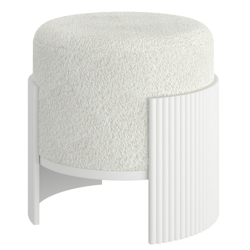 !nspire Kiraz 402-839IV_WT Round Ottoman - Ivory & White IMAGE 3