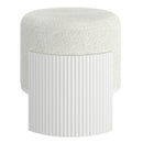 !nspire Kiraz 402-839IV_WT Round Ottoman - Ivory & White IMAGE 4