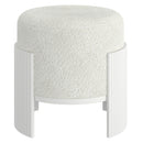 !nspire Kiraz 402-839IV_WT Round Ottoman - Ivory & White IMAGE 5