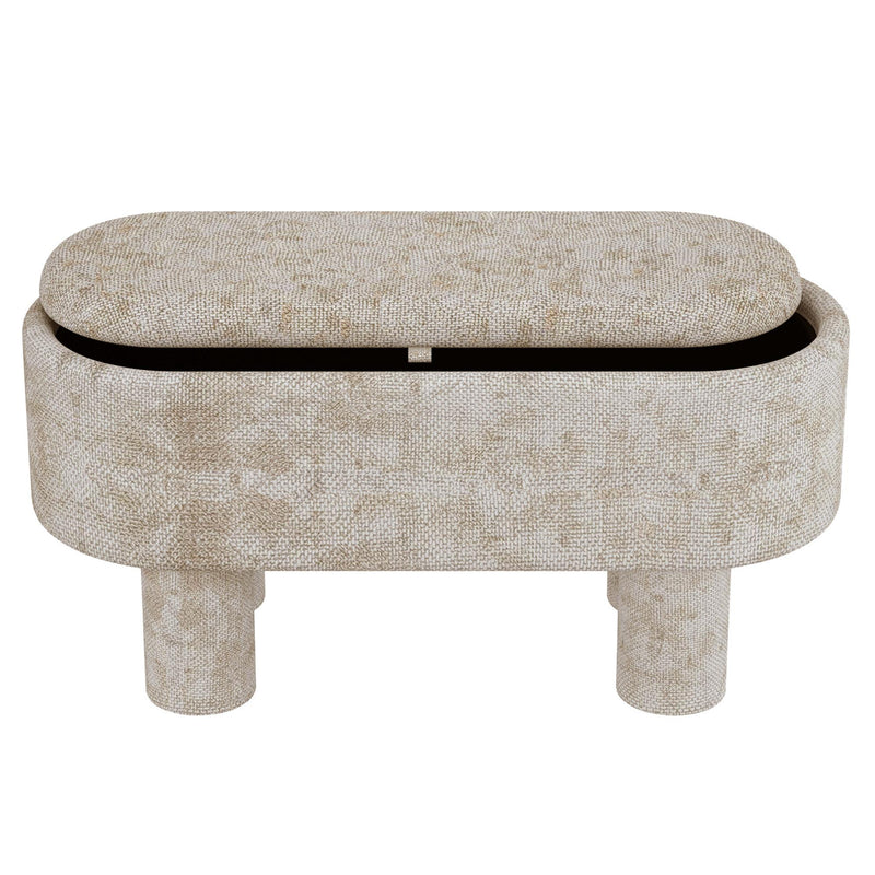 Worldwide Home Furnishings Sezron 402-642BEG Storage Ottoman Bench - Beige IMAGE 3