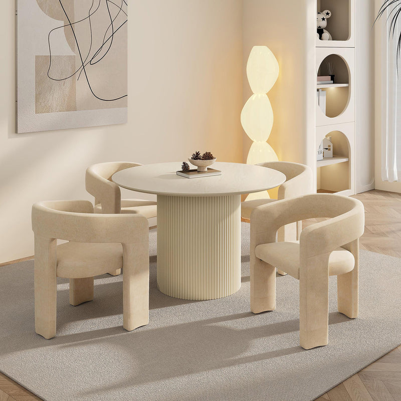 Worldwide Home Furnishings Tovas/Amara 207-782IV_933BG 5 pc Dining Set - Ivory Table with Beige Chair IMAGE 1