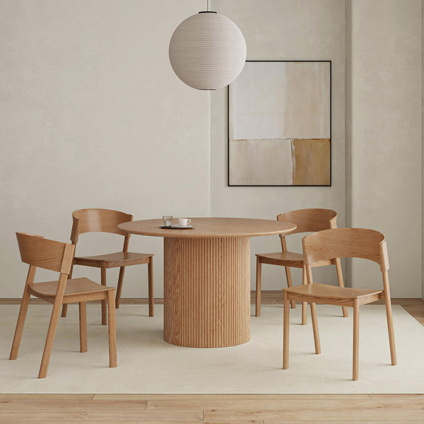 Worldwide Home Furnishings Tovas/Elias 207-782NAT_849NAT 5 pc Dining Set - Natural Table with Natural Chair IMAGE 1