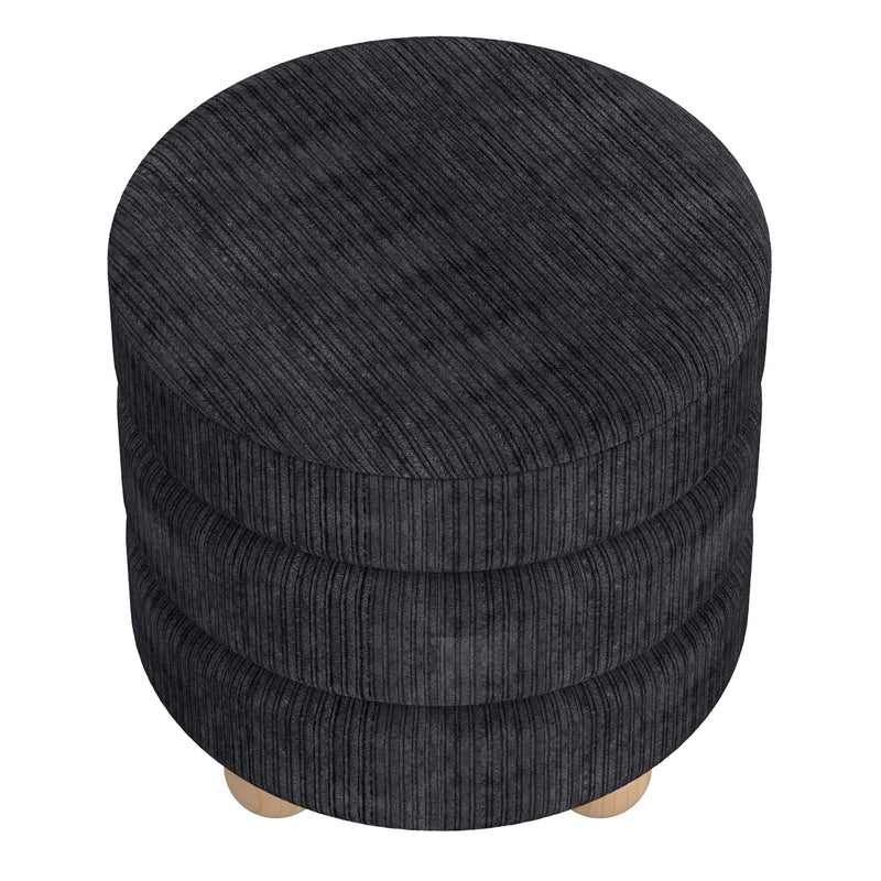 !nspire Willo 402-523BLK Round Ottoman - Black IMAGE 4