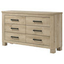  Coaster Furniture Oakglen 225103 6-drawer Dresser - Weathered Oak IMAGE 4
