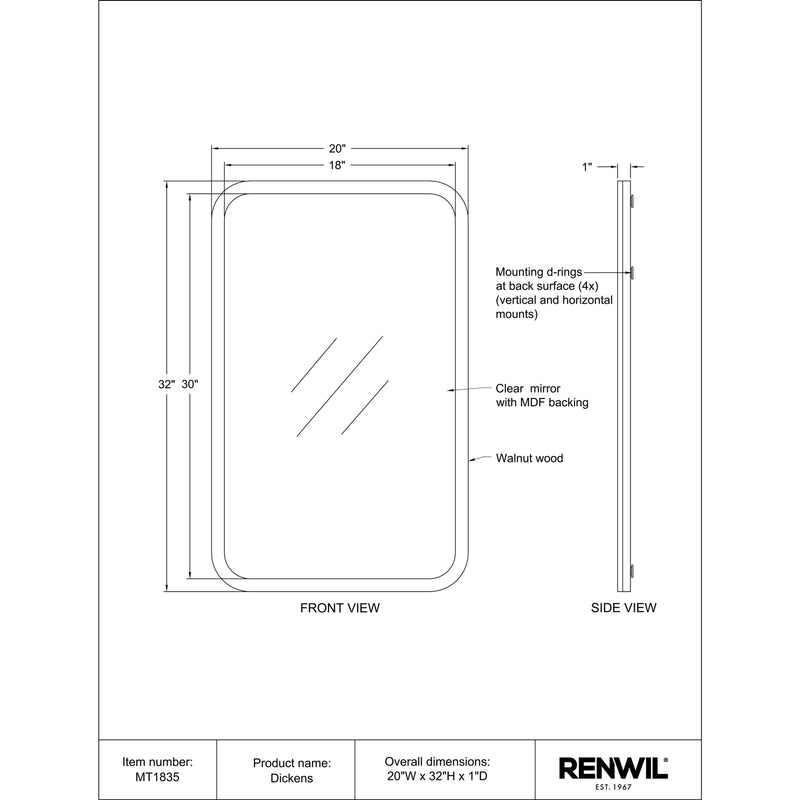  Renwil Dickens MT1835 Vanity Mirror IMAGE 4