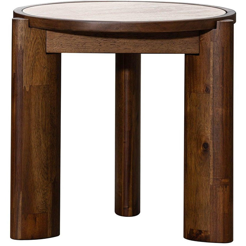  LH Imports Remix Round Side Table - Travertine RMT033 IMAGE 1