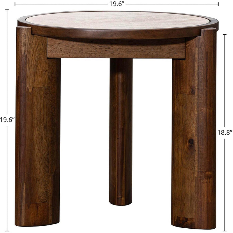  LH Imports Remix Round Side Table - Travertine RMT033 IMAGE 2