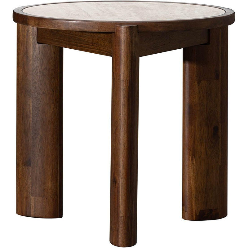  LH Imports Remix Round Side Table - Travertine RMT033 IMAGE 3