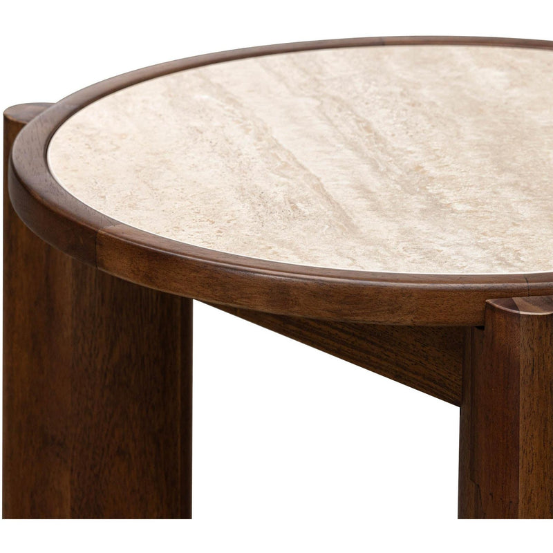  LH Imports Remix Round Side Table - Travertine RMT033 IMAGE 4